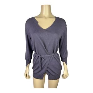 Crea Concept Wrap Knit Top Cotton Blend Purple Made in Italy Sz S
